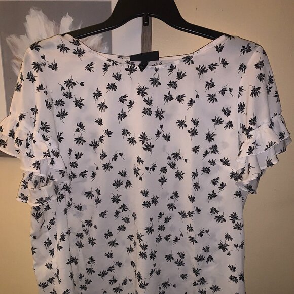 Lane Bryant White/Black Floral Blouse - Picture 1 of 3